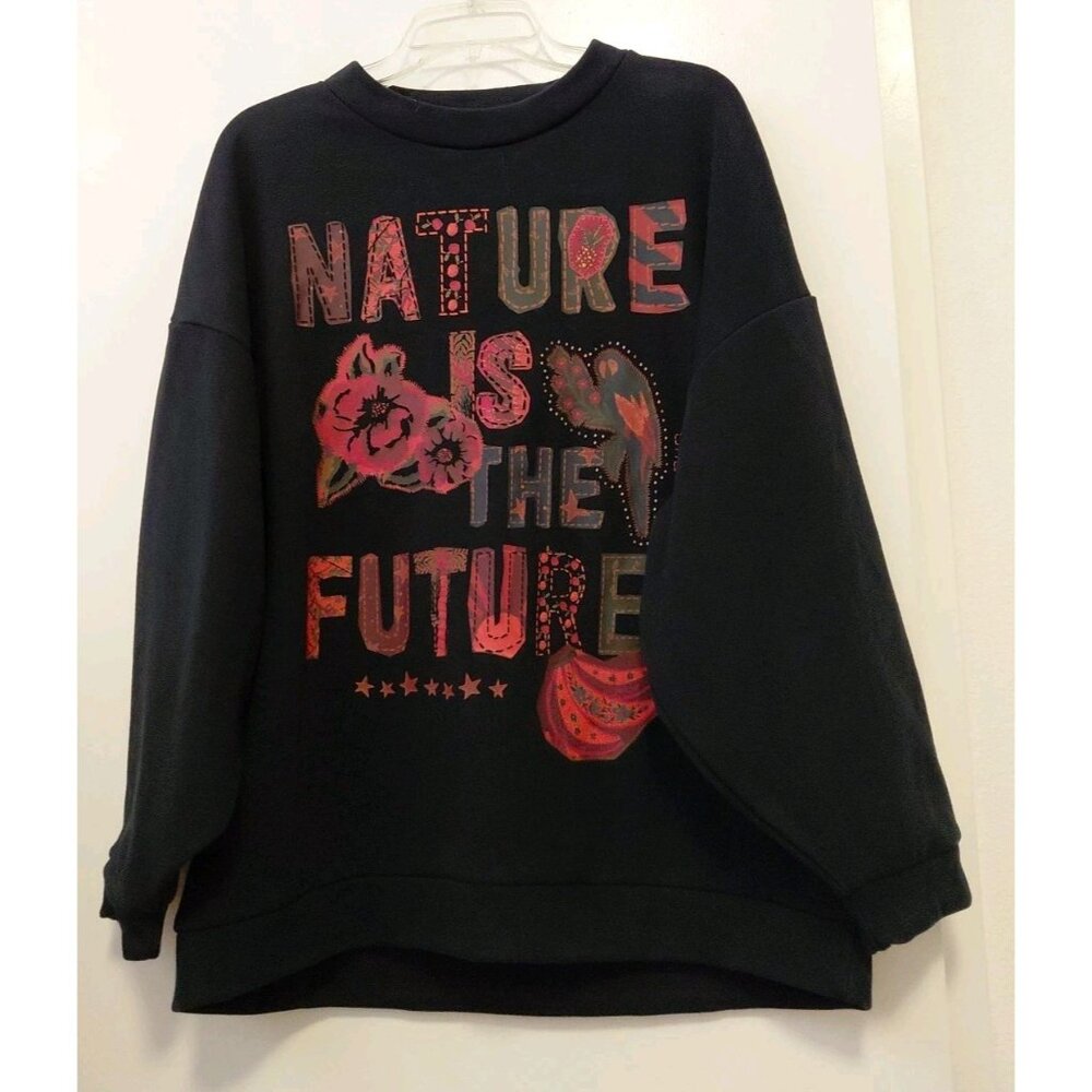 Farm Rio Nature Is The Future Sweatshirt Black Medium Oversized - Picture 2 of 8